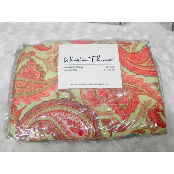 Winston Thomas Pink Paisley Standard Pillow Sham NOS - Picture 1 of 6